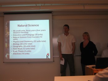 [Birgir and Sofia give a presentation on Iceland University of Education]