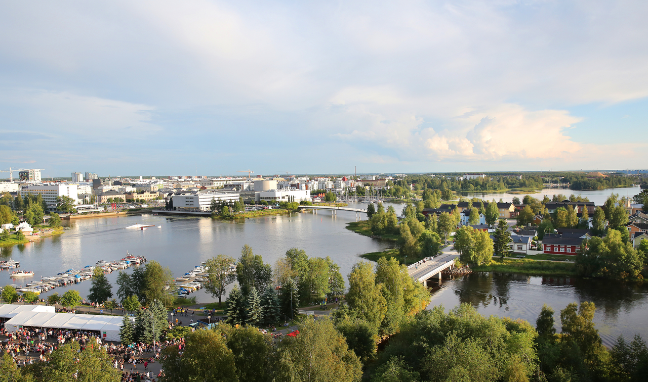 decorative; an aerial view of Oulu in Summer