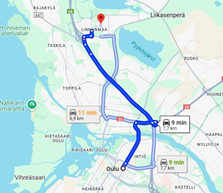 car route from the city center to the conference venue